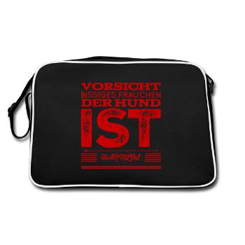 der Hund ist harmlos - Retro Tasche - Schwarz/Weiß - Hinten