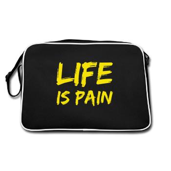 Leben bedeutet Schmerz - Retro Tasche - Schwarz/Weiß - Hinten