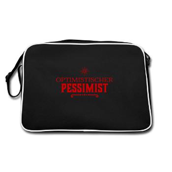 Pessimist - Retro Tasche - Schwarz/Weiß - Hinten