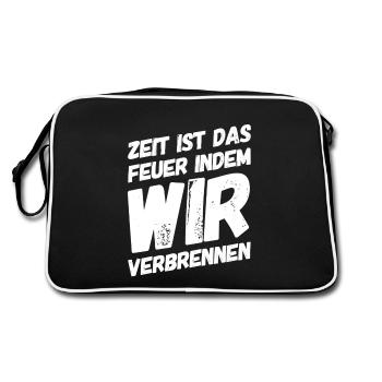 das Feuer der Zeit - Retro Tasche - Schwarz/Weiß - Hinten