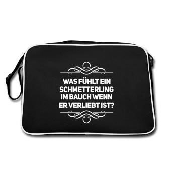 mit Schmetterlingen im Bauch - Retro Tasche - Schwarz/Weiß - Hinten