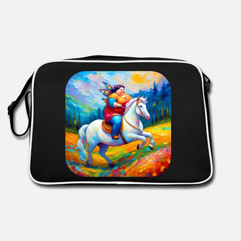 Niedliche dicke Moppel Fee mit Einhorn Retro Tasche