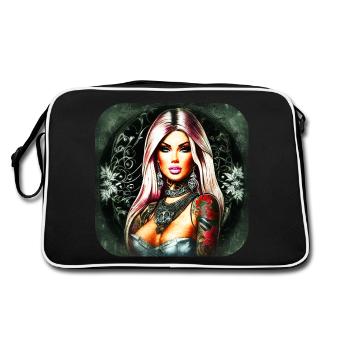 Fille gothique cool avec des tatouages - Sac Retro - noir/blanc - Dos
