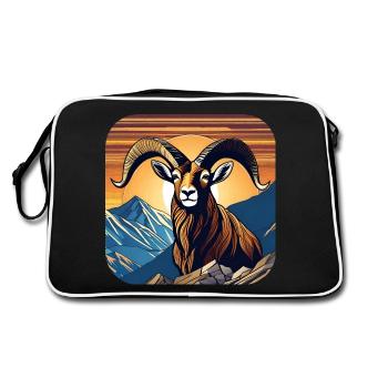 Bouquetin fier avec panorama alpin - Sac Retro - noir/blanc - Dos