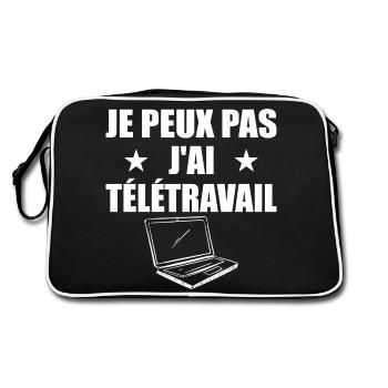 I can't I telework! - Retro Bag - black/white - Back