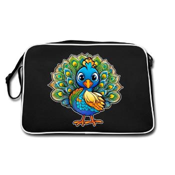Cute Peacock III - Retro Bag - black/white - Back