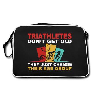 Lustiges Triathlon Design Triathleten Schwimmen Rad Laufen - Retro Tasche - Schwarz/Weiß - Hinten