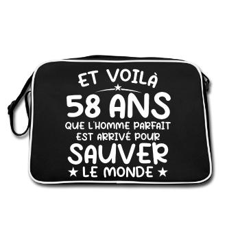 58 ans Cadeau 58 ans Original Cadeau Homme 58 ans - Sac Retro - noir/blanc - Dos