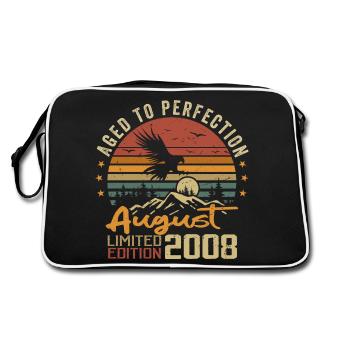 Jahrgang August 2008 Geburtstagsgeschenk August 2008 - Retro Tasche - Schwarz/Weiß - Hinten