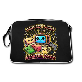 Perfect Night Cute Kawaii Homebody Indoor Design - Retro Bag - black/white - Back