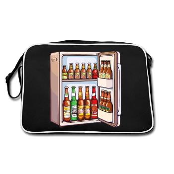 Beer Fridge Beer Bottles Men Drinking Funny - Retro Bag - black/white - Back