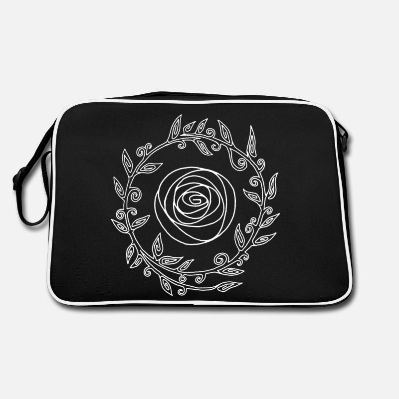 Fleur couronnée blanche - Sac Retro - noir/blanc