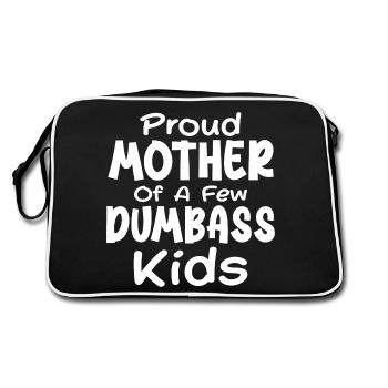 Stolze Mutter von ein paar Kindern Muttertag - Retro Tasche - Schwarz/Weiß - Hinten