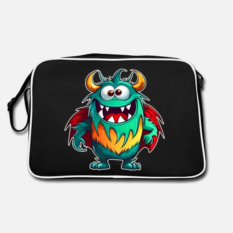 Monstre rieur mignon avec cape de super-héros Sac Retro
