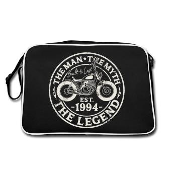 1994 Jahrgang Mann Mythos Legende Retro Motorrad - Retro Tasche - Schwarz/Weiß - Hinten