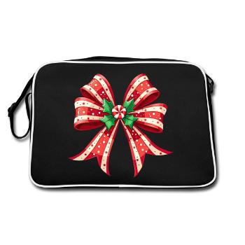 Weihnachtsgeschenk mit Zuckerrohrschleife - Retro Tasche - Schwarz/Weiß - Hinten