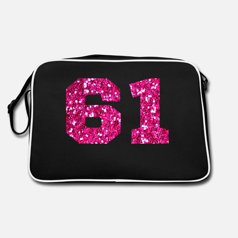 Nummer 61 Pink Glitter - 61. Geburtstag Retro Tasche