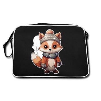 Fox in the snow - Retro Bag - black/white - Back
