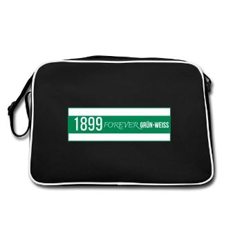 1899 forever grün-weiss Rückendruck Bremen - Retro Tasche - Schwarz/Weiß - Hinten