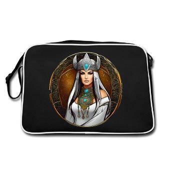 Stolze Wikinger in Germanien Schildmaid - Retro Tasche - Schwarz/Weiß - Hinten