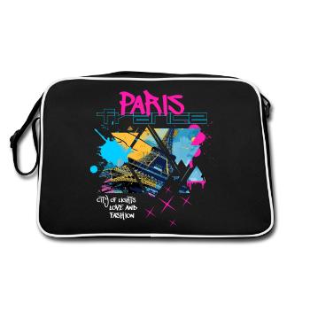 Paris, France, Ville, Skyline, Tour Eiffel, Graffiti - Sac Retro - noir/blanc - Dos