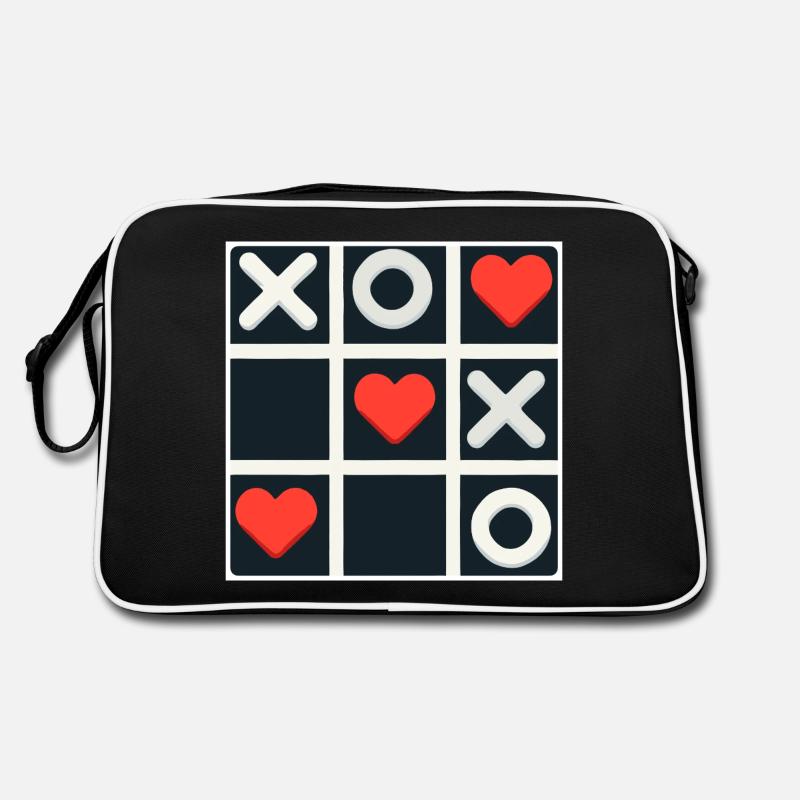 Tic Tac Toe Liebe gewinnt - Retro Tasche - Schwarz/Weiß