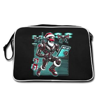 AI Santa Robot with Drones Future Christmas Helper - Retro Bag - black/white - Back