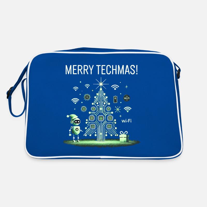 Merry Techmas - Robot and Circuit Christmas Tree Retro Bag