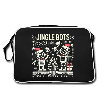 Jingle Bots - Christmas Robots with Binary Code - Retro Bag - black/white - Back