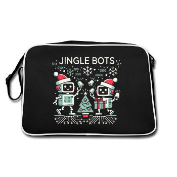 Jingle Bots - Christmas Robots with Binary Code - Retro Bag - black/white - Back