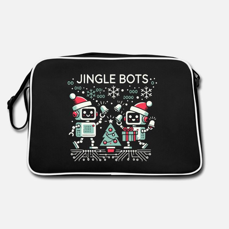 Jingle Bots - Weihnachtsroboter mit Binärcode Retro Tasche