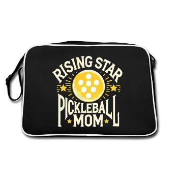 Pickleball Mama eines aufstrebenden Stars - Retro Tasche - Schwarz/Weiß - Hinten