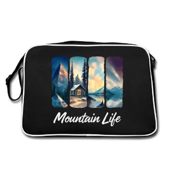 Paysage de montagne avec lac et cabane forestière - Sac Retro - noir/blanc - Dos