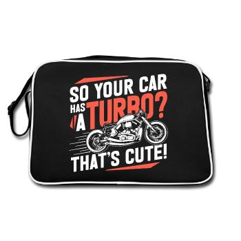 Bobber Motorrad Racing Motorradfahrer Spruch - Retro Tasche - Schwarz/Weiß - Hinten