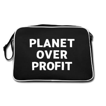 Citation militant écologiste Planet over profit - Sac Retro - noir/blanc - Dos