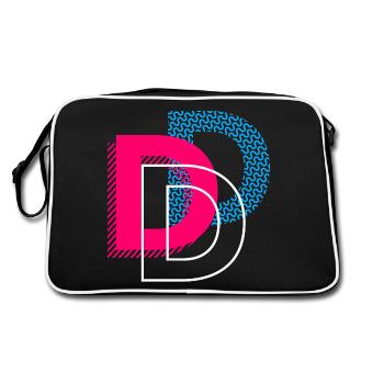Anfangsbuchstabe D - Retro Tasche - Schwarz/Weiß - Hinten