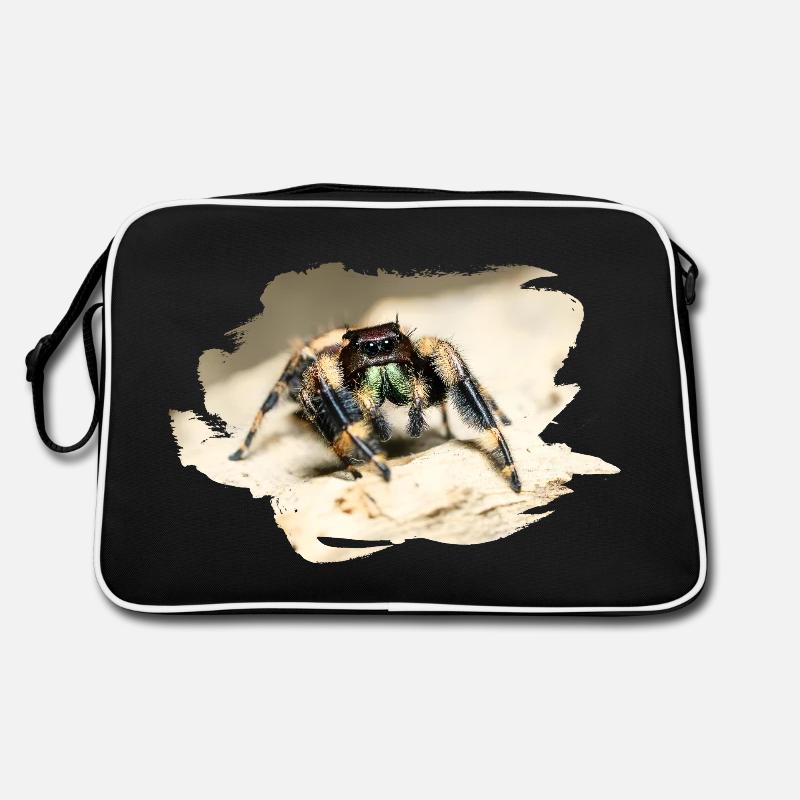 phidippus otiosus jumping spider, spring spinne - Retro Tasche - Schwarz/Weiß