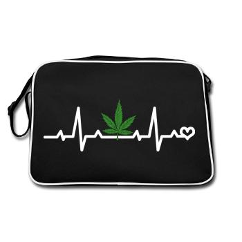 Cannabis Leaf ECG - Retro Bag - black/white - Back