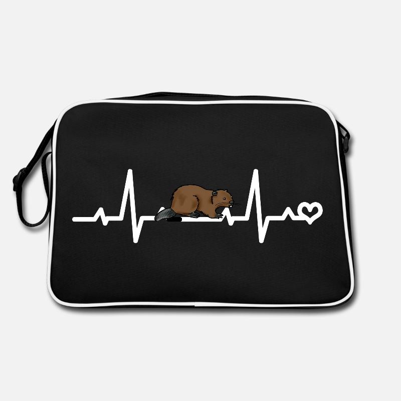 Biber Herzschlag EKG Frequenz Beat Puls Herzlinie Retro Tasche