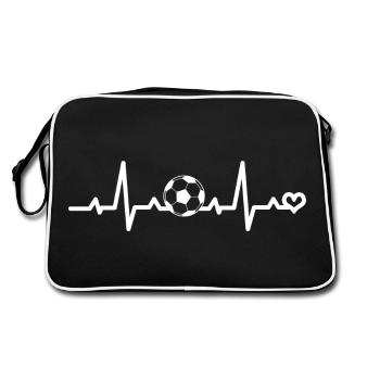 Football Rythme cardiaque ECG Pouls Fréquence cardiaque Amour - Sac Retro - noir/blanc - Dos