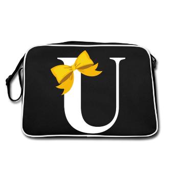 Letter u yellow bow - Retro Bag - black/white - Back