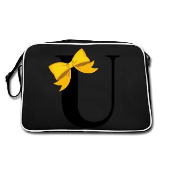 Letter u yellow bow - Retro Bag - black/white - Back