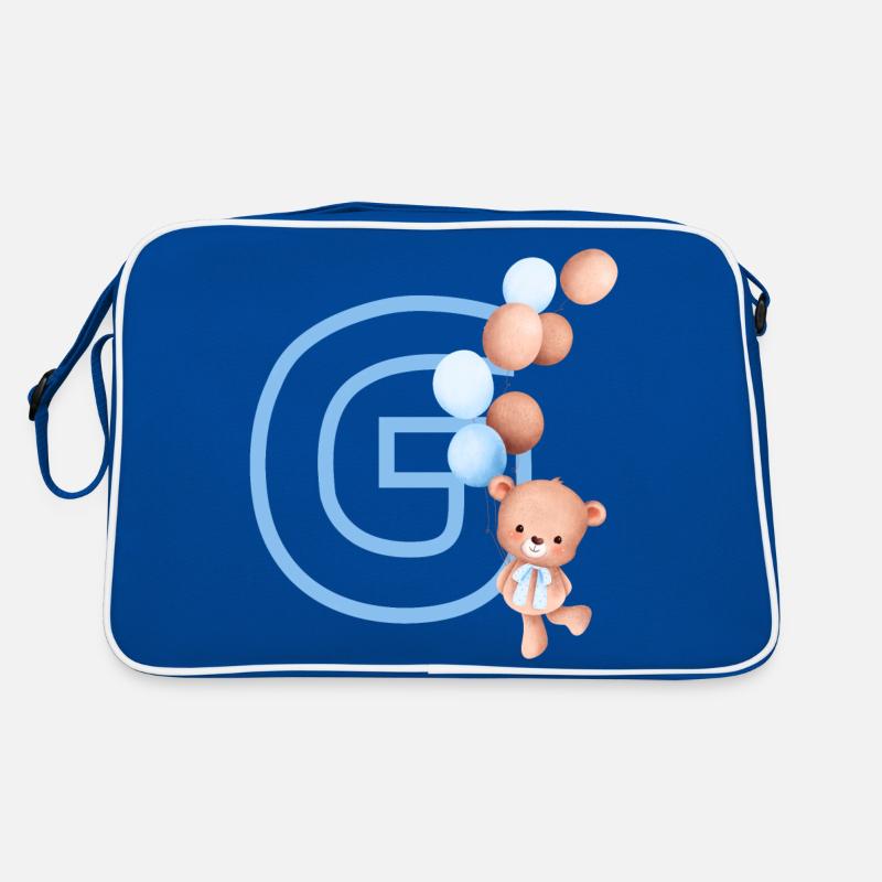 Buchstabe g blauer Bär Retro Tasche