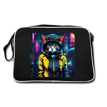 Chat Cyberpunk mignon - Sac Retro - noir/blanc - Dos