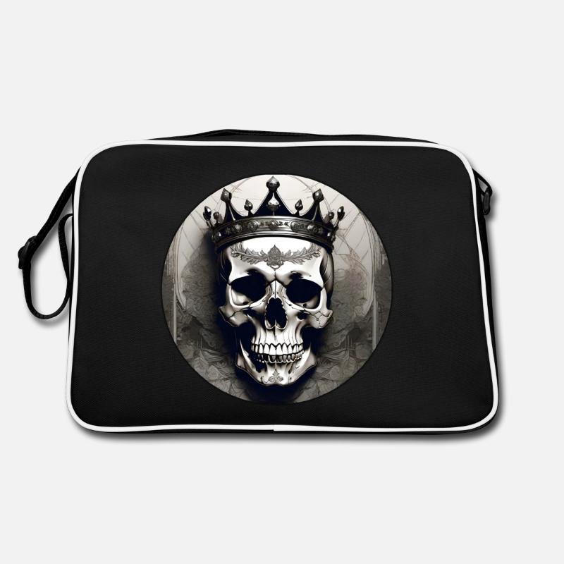 Grinning skull with crown Retro Bag
