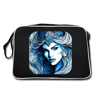 Mystische Fantasy Frau - Retro Tasche - Schwarz/Weiß - Hinten