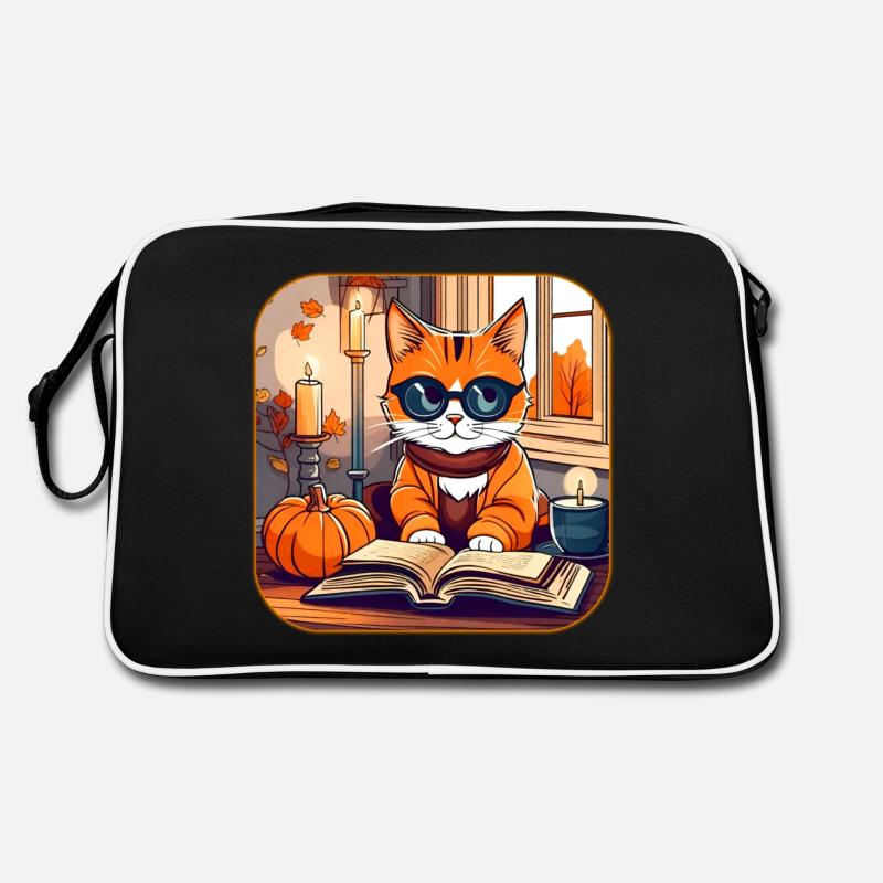 Niedliche Katze im Herbst Feeling Retro Tasche