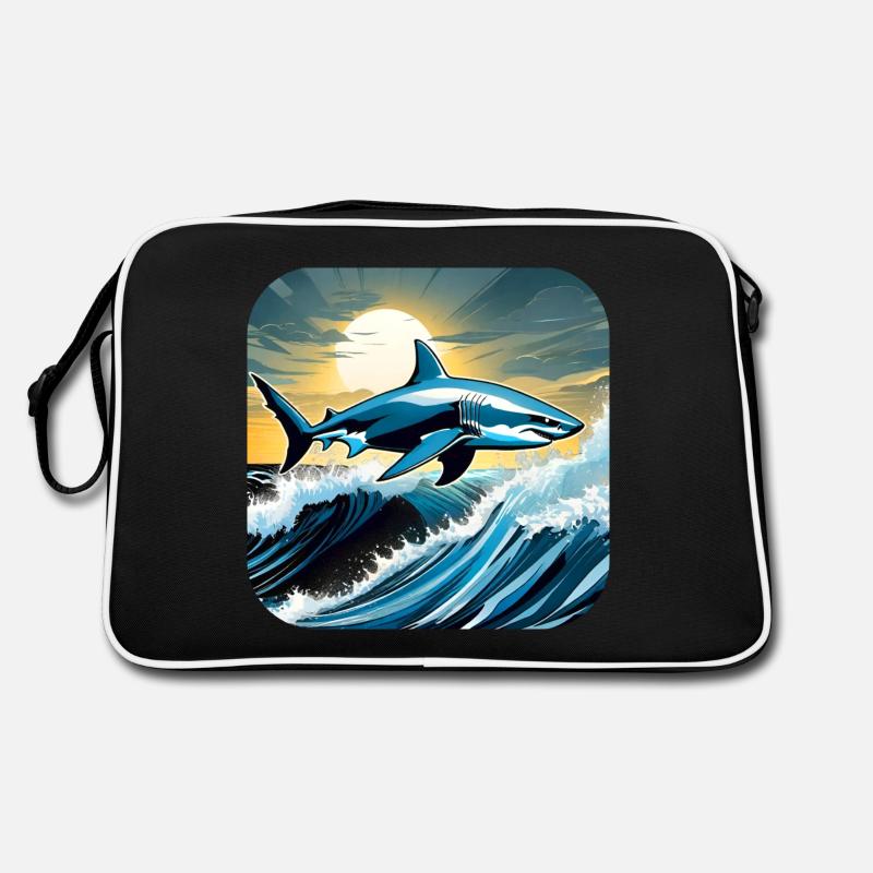 Requin sauteur avec coucher de soleil Sac Retro