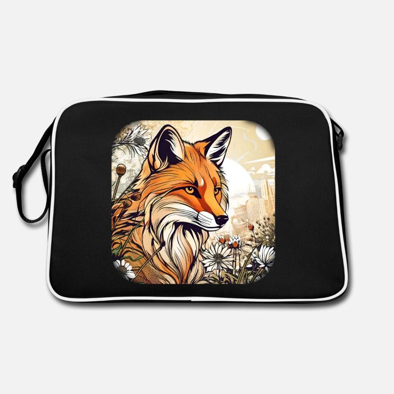 Fuchs mit Blumen Retro Tasche