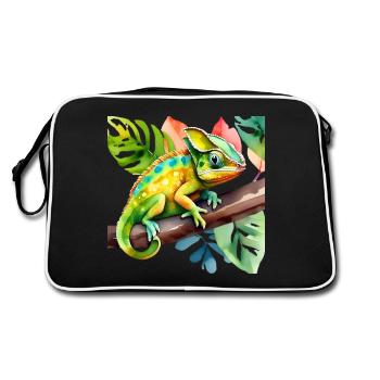 Cute little chameleon - Retro Bag - black/white - Back